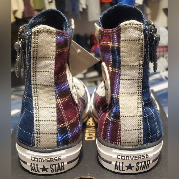 Converse Chuck Taylor All Star Dual Zip Hi Plaid, New In Box! W5.5/Kids 4 to 4.5 - Picture 8 of 12